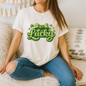 St Patrick's Lucky Faux Embroidered Yarn Design New XXl-3XL 3D Beautiful Sand